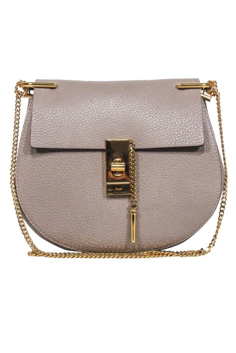 Chloe Grained Lambskin Drew Shoulder Bag Motty Grey